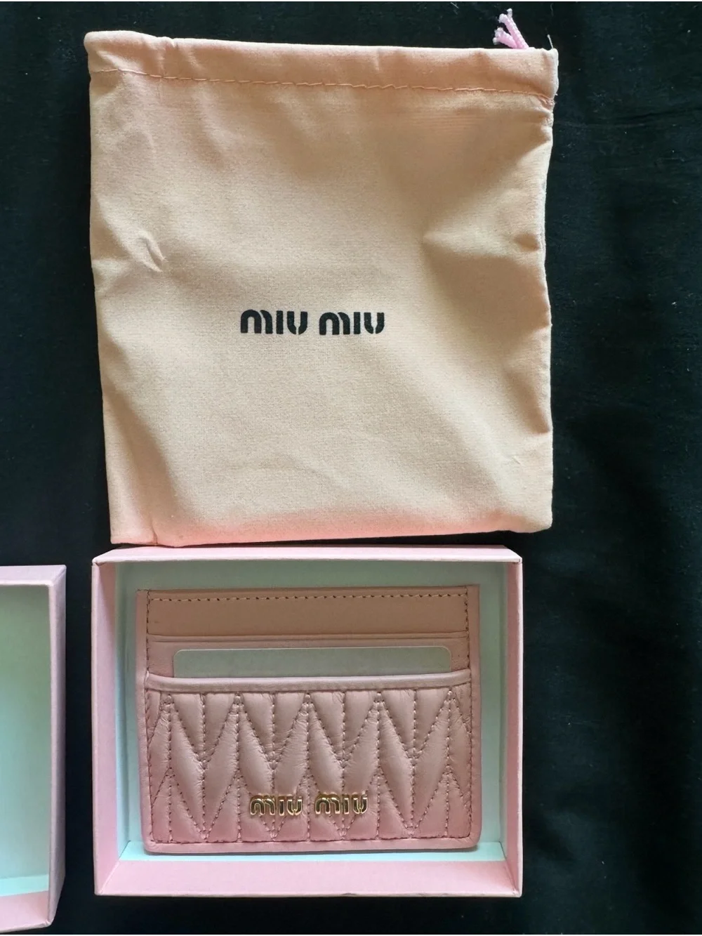 Miu Miu Pink Quilted Leather Card Holder